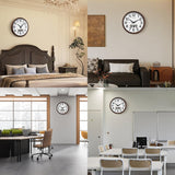TIMESS Wall Clock, Classic Wood Style Finish, 11 Inch Non-Ticking Silent Battery Operated Quartz Analog with Perpetual Calendar and F° Temperature Display, Home, Office Décor (Wood Brown) TIMESS