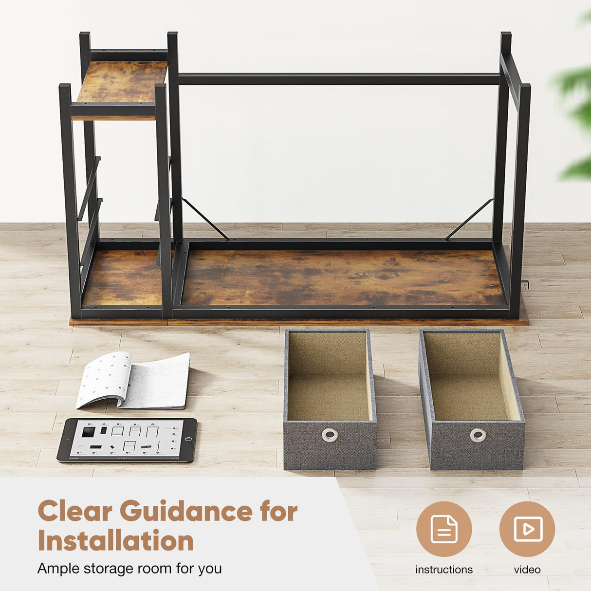 Sweetcrispy Small Computer Desk with Drawers 40 Inch Office Writing Work Kids Study 2-Tier Wood Corner Table with Storage Drawers Shelf for Bedroom Home Office - Rustic Brown Sweetcrispy