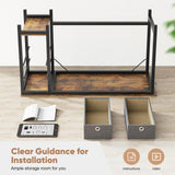 Sweetcrispy Small Computer Desk with Drawers 40 Inch Office Writing Work Kids Study 2-Tier Wood Corner Table with Storage Drawers Shelf for Bedroom Home Office - Rustic Brown Sweetcrispy