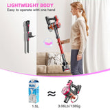 WLOTPO Cordless Vacuum Cleaner,Vacuum Cleaners for Home with Super Suction,Stick Vacuum Cleaner Rechargeable Up to 35 Mins Runtime,Lightweight Hardwood Floor Vacuum for Pet Hair,Carpet(Red) WLOTPO