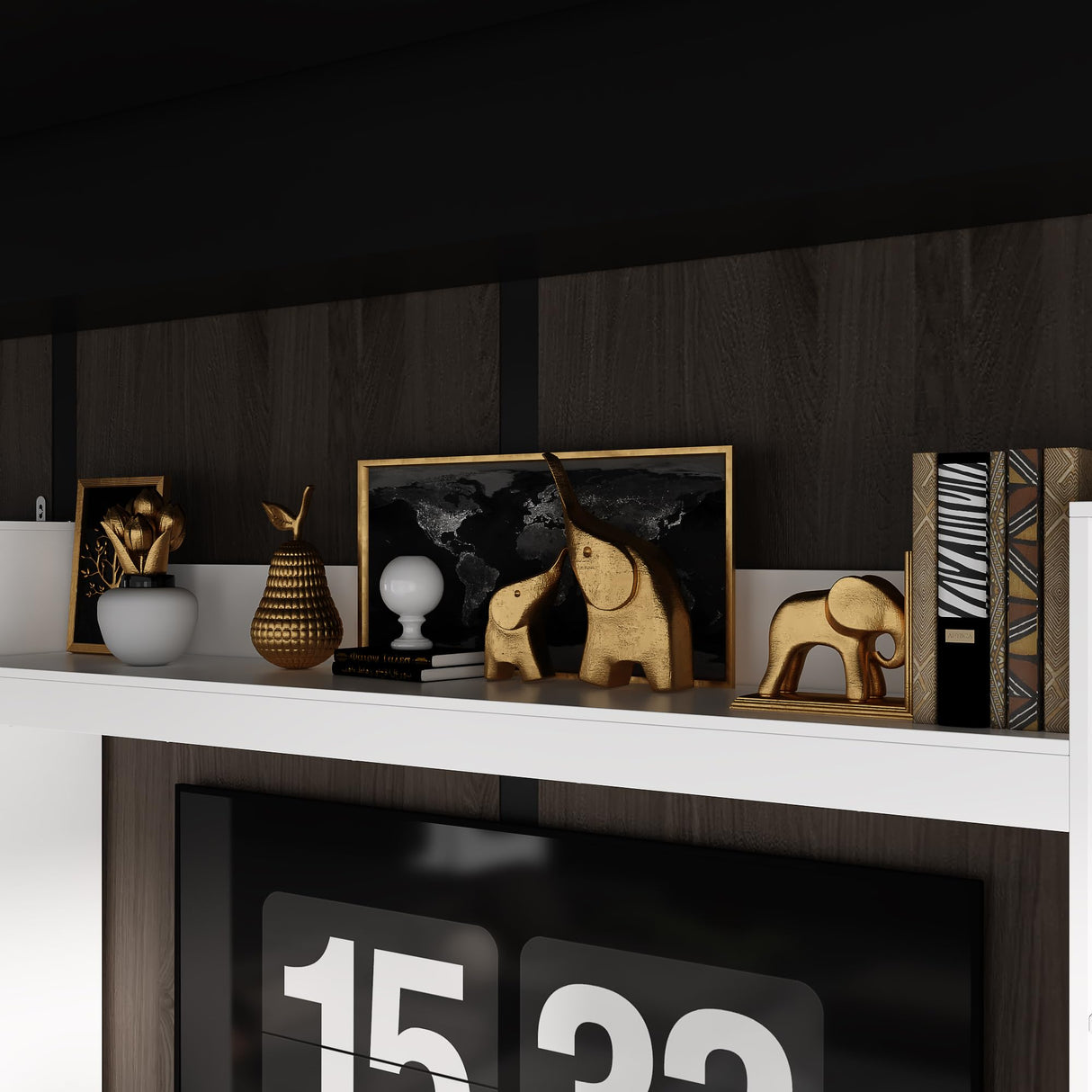 Homsee 4-in-1 Wall Unit TV Stand with Bookshelves for TVs up to 65", Modern Entertainment Center Media Console Table with Storage & Cord Management, White Homsee