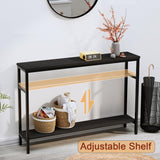 Timberer Narrow Console Table, 47 Inch Sofa Table with Adjustable Shelf, 2-Tier Long Skinny Table for Hallway, Entryway, Living Room, Foyer, Black Timberer