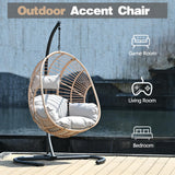 CHINNLUU Oversized Hanging Egg Chair Outdoor Wicker Swing Chair with Stand Rain Cover UV Resistant Cushion 400lbs Capacity for Patio, Garden and Balcony CHINNLUU