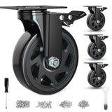 6 Inch Caster Wheels Heavy Duty Casters with Brake, Casters Set of 4 Loading 3000 Lbs, Locking Industrial Swivel Top Plate Casters Wheels for Furniture and Workbench Cart(Two Hardware Kits Included) YUPEZOP