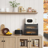 Goozii Large Bread Box for Kitchen Countertop, Black Bread Storage Container for Homemade Bread, Double Layer Farmhouse Breadbox Organizer for Kitchen Counter Cabinet, Pantry, Cupboard (Black) Goozii