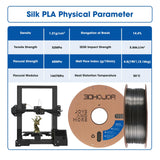 3DHoJor Silk PLA Filament 1.75mm, PLA Filament 1.75mm Silk Shiny 3D Printer Filament, 1kg*4 Cardboard Spool, Dimensional Accuracy +/- 0.03 mm, Fit Most FDM Printer(Silver+Gold+Copper+Bronze) 3DHoJor