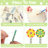 gisgfim 16 Pack Lotus Flower Wind Chime Crafts Kits for Kids Make Your Own Mandala Wind Chime Wooden DIY Arts and Crafts Decoration for Xmas Party School Classroom Decorations Supplies Birthday Favors gisgfim