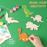 JOTIKO 24 Pack Dinosaur Party Favors Painting Toys – Kids Birthday Goodie Bag Filler Pinata Stuffers Classroom Prizes Exchange Gifts, Dinos Wood Keychain Paint Kits Arts and Crafts for Kids Girls Boys JOTIKO