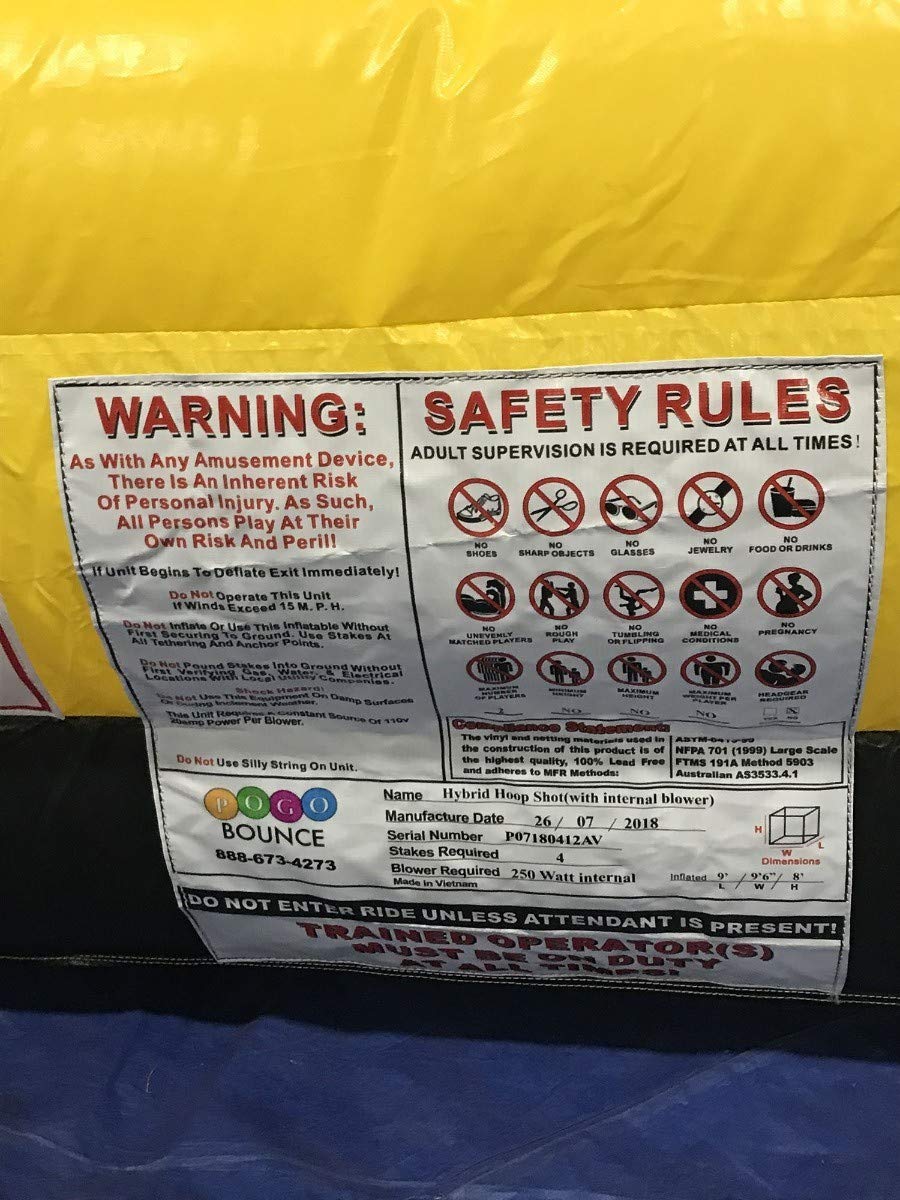 Pogo Bounce House Basketball Hoop Inflatable for Adults and Kids, Mini Hoop Arcade Style Game for Poolside & Outdoor Party, Backyard Toys, (2) Hoops, (2) Balls, Blower, and Stakes, 9' L x 10' W x 8' H Pogo Bounce House