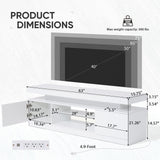 Verano Garden 63" LED TV Stand for 75 Inch TV, High Gloss Entertainment Center with 2 Storage Cabinets and Open Shelf, Modern TV Media Console with Power Outlet & Light for Living Room, Bedroom, White Verano Garden