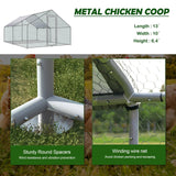 Betterhood Large Metal Chicken Coop Upgrade Tri-Supporting Wire Mesh Chicken Run,Chicken Pen with Water-Resident and Anti-UV Cover,Duck Rabbit House Outdoor(10’ W x 13’ L x 6.5’ H) Betterhood