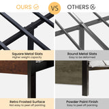 SHA CERLIN 14 Inch King Size Metal Platform Bed Frame with Rustic Wooden Headboard and Footboard SHA CERLIN