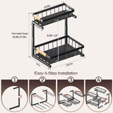 ADBIU Under Sink Organizer, 2 Pack 2 Tier Expandable Height (13.2" - 17.2") Pulling Out Kitchen Bathroom Cabinet Organizers ADBIU