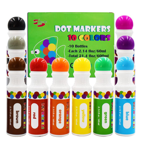 Yuanhe Dot Markers Bingo Daubers - 10 Colors Washable Paint Dotters for Toddlers and Kids Art Supply Yuanhe