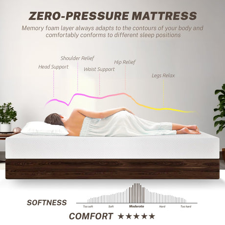 Dopinmin King Mattress, 10 Inch Gel Infused Memory Foam Mattress Medium-Firm Mattress for Pressure Relief & Cooling Sleep, CertiPUR-US Certified, Bed in a Box Dopinmin