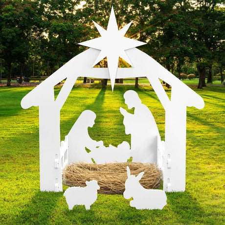 JAZIPO Large Nativity Scene Outdoor, Weather-Resistant Nativity Set Christmas Holy Family Christmas Decorations Outdoor for Front Yard, Lawn and Church JAZIPO