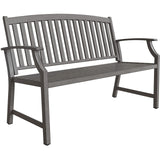 Grand patio 52" Farmhouse Outdoor Bench, Garden Benches with Rust Free Metal Powder Coated Frame and Aluminum Backrest, Faux Wood Grain Finish Frame Patio Bench for Front Porch, Weathered Grey Grand patio