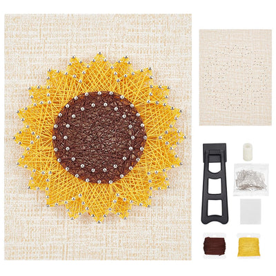 WEBEEDY DIY String Art Kit Craft for Beginners Sunflower Nail String Art Supplies DIY Poke Arts Craft Projects Winding Drawing Package Set Christmas Unique Wall Decor Gift