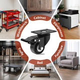 2 Inch Caster Wheels Heavy Duty, Casters Set of 4 with Brake, Locking Industrial Swivel Top Plate Casters Wheels and Load 800lbs for Furniture and Workbench Cart(Two Hardware Kits Include) Chaxtr