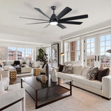 Sofucor 72 Inch Ceiling Fans with Lights and Remote, Large Black Ceiling Fan with Light 6-Speed 3 CCT Dimmable, Outdoor Ceiling Fan 8 Blades 3-Timer Reversible DC Motor for Living Room Office Patio Sofucor