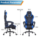 PayLessHere Ergonomic Racing Desk Chair Computer Chair Gaming Chair with Footrest Lumbar Support Headrest Armrest Task Rolling Swivel Ergonomic E-Sports Adjustable PC Gamer Chair (Blue) PayLessHere