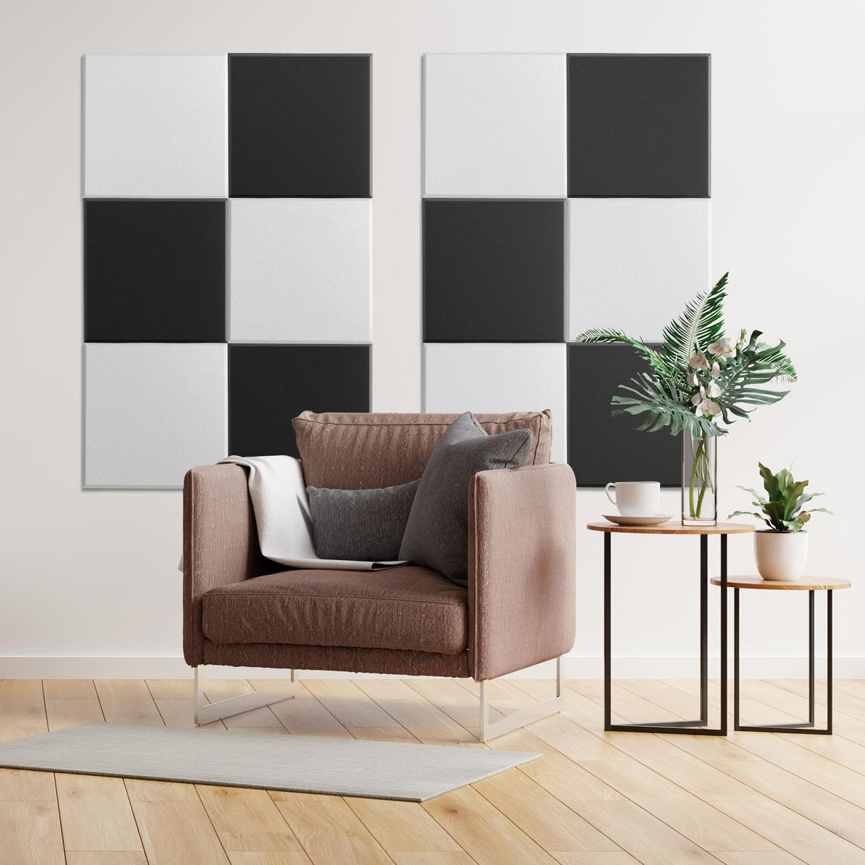 Soundproof Wall Panels, Kuchoow Acoustic Panels Self-Adhesive, 18 Pack Acoustic Wall Panels High Density, Sound Proof Panels for Walls Home Studio Office 12" X 12" X 0.4" White Kuchoow