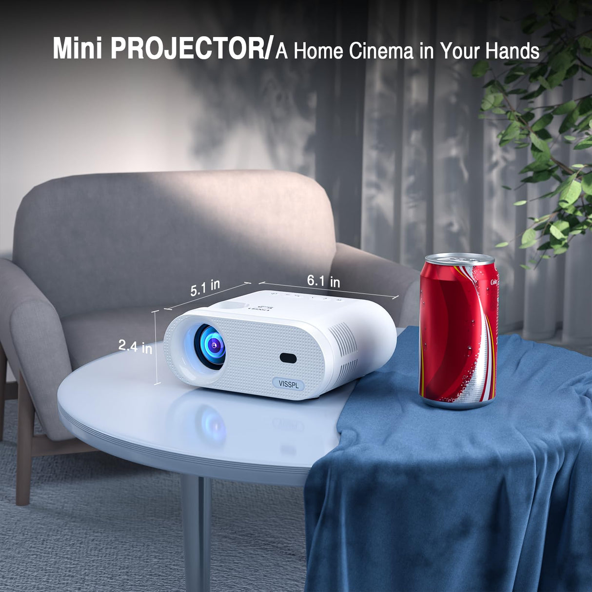 Mini Projector, VISSPL Full HD 1080P Video Projector, Portable Outdoor Projector with Tripod, Kids Gift, Home Theater Movie Phone Projector Compatible with Android/iOS/Windows/TV Stick/HDMI/USB VISSPL