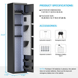 Silkight 3-5 Fireproof Gun Safe, Quick Access Digital Rifle Gun Safes for Home Rifle and Pistols, Long Gun Safes for Rifles and Shotguns with Touchscreen Pad, Mute Function, Dual Alarm & Metal Box silkight