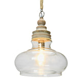 Creative Co-Op Glass & Mango Wood Ceiling Pendant Light Creative Co-Op