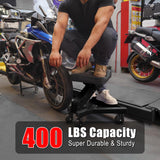 FreekyFit Mechanic Stool with Wheels, Hydraulic Adjustable Shop Stool on Wheels, Garage Work Rolling Stool Chair for Workshop, 400 LBS Capacity, 4 Inch Casters, 360° Swivel Padded Seat, Black FreekyFit