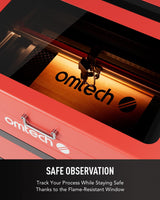 OMTech 60W CO2 Laser Engraver, 24x16 Inch Laser Engraving Cutting Machine, LightBurn Compatible Laser Engraver Cutter with 2 Way Pass Air Assist Water Pump for Wood Glass Leather More OMTech