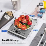 Food Scale, Kitchen Scales Digital Weight Food Grams and Ounces for Weight Loss Baking Cooking of NUTRI FIT, Max 11lb 1g Increment, Backlight LCD Smart Tare Stainless Steel, Easy to Use, AAA Battery NUTRI FIT