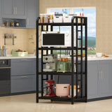 TIFFLOI Adjustable 4-Tier Kitchen Baker's Rack, Microwave Oven Cart Stand, Heavy Duty Organizer Rack for Storage in Living Room, Garage, Home and Office, Black TIFFLOI