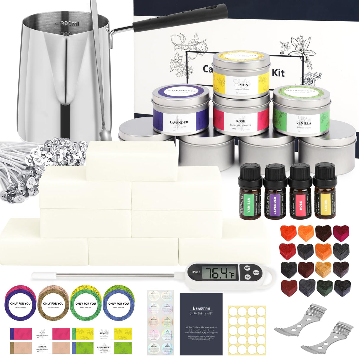 SAEUYVB Candle Making Kit, Complete Candle Making Kit for Adults, DIY Starter Soy Candle Making Supplies/Kit, DIY Arts & Crafts Kits Perfect as Home Decorations SAEUYVB