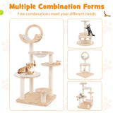 Nightcore 57” Tall Solid Wood Cat Tree for Indoor Cats, Building Block Kitten Tower w/Perch, Scratching Posts, Washable Cushions, 4 Install Options, Multi-Level Cat Activity Center Climbing Furniture WoodArtSupply