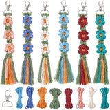 SUNNYCLUE 6 Sets Keychain Making Kits Macrame Keychain Kit Daisy Flower Keychain with Instruction Boho Tassel Keychains Flowers Macrame Kits for Beginners Adults Handbags DIY Hanging Ornament Decor SUNNYCLUE