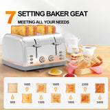 Toaster 4 Slice,Retro Stainless Steel Toater with 7 Shade Settings,Best Prime Toaster for Waffles, 4 Slice Toaster with 3 Mode，Bagels and More Lainsten Toaster T-527 LAINSTEN