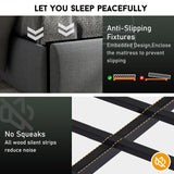 UINTAI Full Size Bed Frame with 2 Storage Drawers and LED Lights, Upholstered Platform Full Bed with Button Tufted Headboard and Charging Station, No Box Spring Needed, Easy Assembly, Gray UINTAI