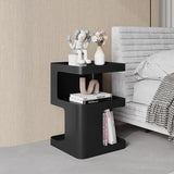 BUZUEY Side Table,Modern end Table,Unique nightstand,Black Metal Bedside Table,3-Tier Accent Table with Storage for Bedroom,Living Room,Small Space,Couch.No Assembly Required BUZUEY