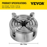 Vevor K72-125 Lathe Chuck 5 Inch 4-Jaw,Lathe Chuck Independent Reversible Jaw,Metal Lathe Chuck Turning Machine Accessories,for Lathes Machine - Amazon.com VEVOR