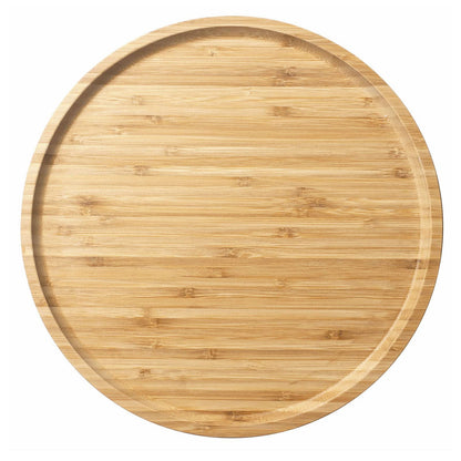 Bamboo Serving Platter, Round Wood Tray, Wooden Serving Tray, Fruit, Bread, Salad Plate, Round Wood Charcuterie Board (13.8 inch)