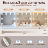 Yegosh Vanity Desk with Mirror and Lights Dimmable LED Makeup Vanity Table with Drawers Side Cabinet 3 Storage Shelves Power Outlet Dressing Table Set include Holder Cushioned Stool for Bedroom(white) Yegosh