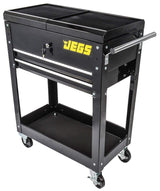 JEGS Heavy-Duty Tool Box Cart | 220 LBS Capacity | Uses Four 4” Caster Wheels | Includes 2 Keyes And 6 Drawer Liners | Black With JEGS Logo | 2 JEGS