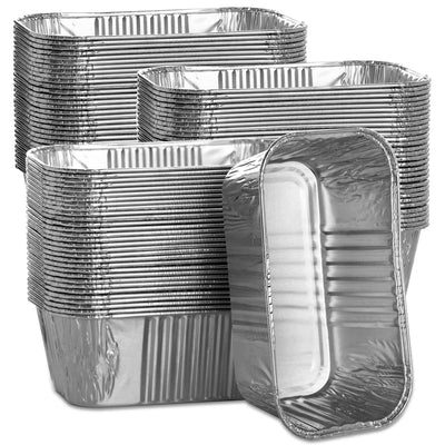 MOACOCK 100 Pack Aluminum Mini Loaf Baking Pans, 1 Lb Heavy Duty Disposable Loaf Pans, 6 x 3.5” Thick Foil Bread Pans for Baking Holiday Treats Food Storage and Takeout
