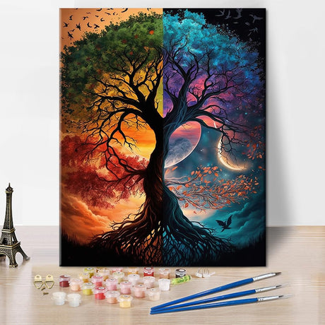 Paint by Number for Adults, Tree of Life Adult Paint by Number Kits on Canvas Tree Paint by Numbers DIY Painting Color by Numbers for Adults Arts Craft for Home Wall Decor, 16 x20 Inch TUMOVO