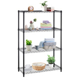 Heavy Duty Metal Storage Shelves - 4 Tier Wire Shelf with Wheels, 36" L x 14" W x 54" H, Adjustable Layer Rack, 1000 LBS, Black Hudada