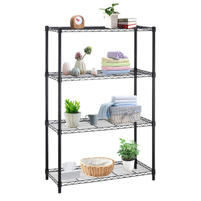 Heavy Duty Metal Storage Shelves - 4 Tier Wire Shelf with Wheels, 36" L x 14" W x 54" H, Adjustable Layer Rack, 1000 LBS, Black