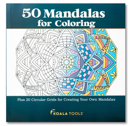 Koala Tools | Mandala Coloring Book with Circular Grid Templates for Drawing Your Own Mandalas - 50 Original Mandala Illustrations for Coloring Plus 20 Circular Grids for Creating Your Own Mandalas KOALA TOOLS