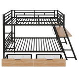RuiSiSi Metal Bunk Bed with Desk and 2 Drawers, Full Over Full Gaming Bunk Bed with LED Light, No Box Spring Needed RuiSiSi