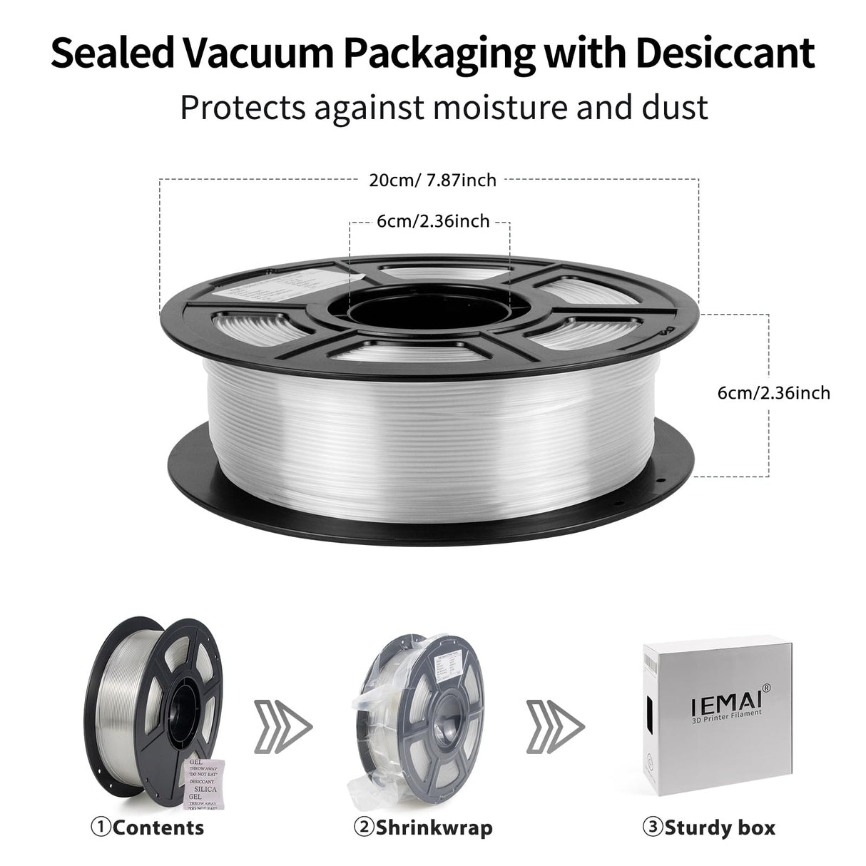 IEMAI Clear PETG Filament 1.75mm, Crystal Transparent 3D Printer Filament Up to 600mm/s Fast Printing, 1kg/2.2 lbs Spool, Designed for Home Decor & Creative Projects IEMAI